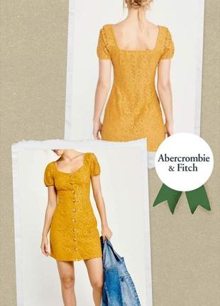 Стильное кружевное платье abercrombie &amp; fitch горчичное же...