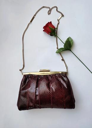 Винтажная сумочка клатч из натуральной змеиной кожи, Англия