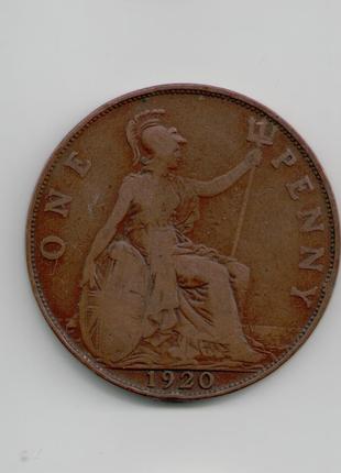 Монета Великобритания 1 пенни 1920 года