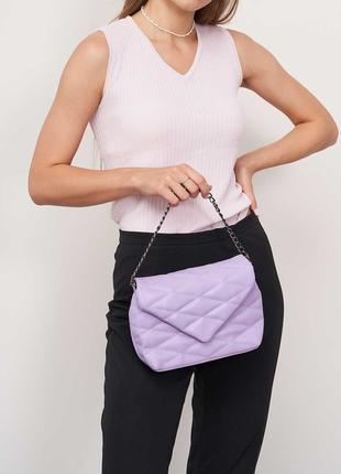 Жіноча фіолетова сумка стьобана сумка через плече бузковий клатч