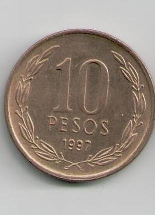 Монета Чилі 10 песо 1997 року