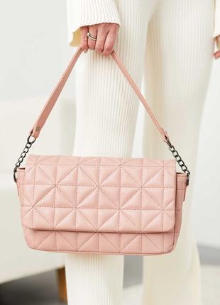 Женская розовая сумка стеганная сумка через плечо розовый клатч