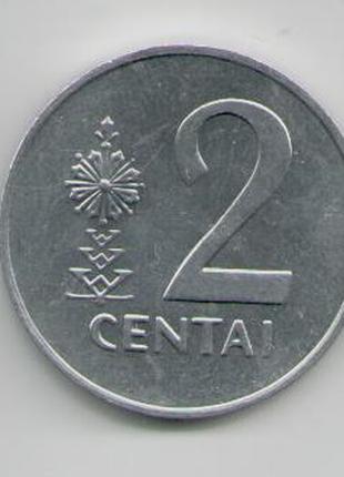 Монета Литва 2 цента 1991 года