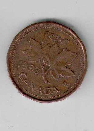 Монета Канада 1 цент 1993 года
