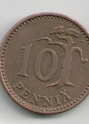 Монета Финляндия 10 пенни 1976 года