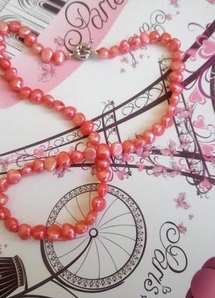 Бусы ожерелье из натурального розового жемчуга барокко