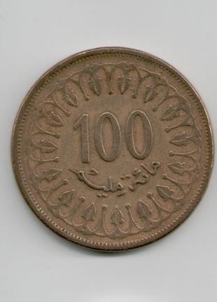 Монета Туніс 100 мілімів 1997