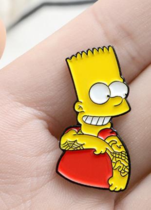 Брошь брошка значок пин Симпсон Барт металл Simpson тату набил