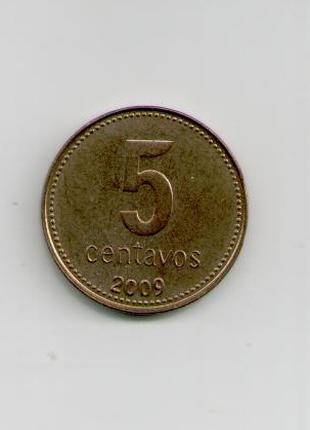 Монета Аргентина 5 сентаво 2009 года