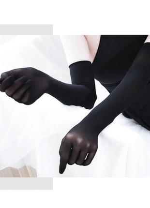 Перчатки рукавички черные капроновые