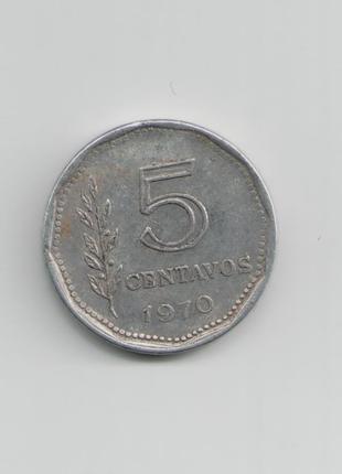 Монета Аргентина 5 сентаво 1970 года