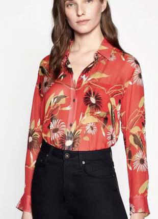 Шелковая рубашка, блуза в цветах , люкс бренд equipment шелк