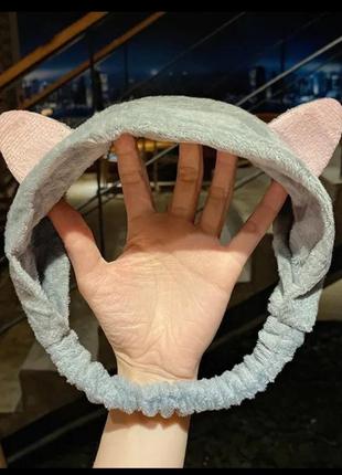 Детская повязка для умывания "котик", повязка на голову для ум...