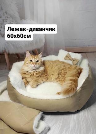 Лежак-диванчик 60x60см для котiв та собак + подарунок!