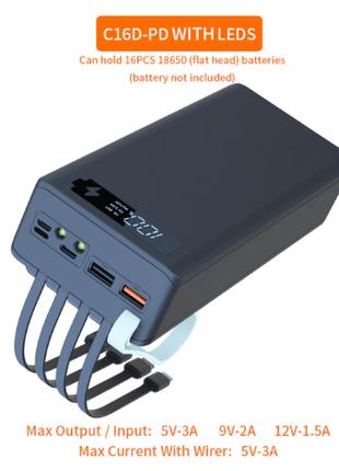 Powerbank 2 USB 16x18650 IN: Type-C+Micro USB / Корпус Поверба...