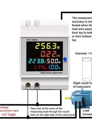 Энергометр на DIN рейку / Ваттметр D52-2066 на дин рейку AC 80...