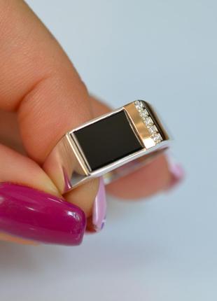 Серебряная печатка кольцо с золотыми пластинами