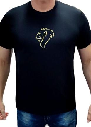 Мужская футболка чёрная с золотым львом