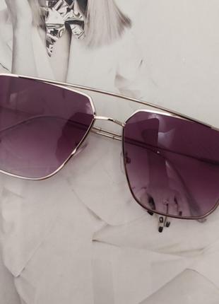 Квадратные очки авиаторы в тонкой оправе Фиолетовый