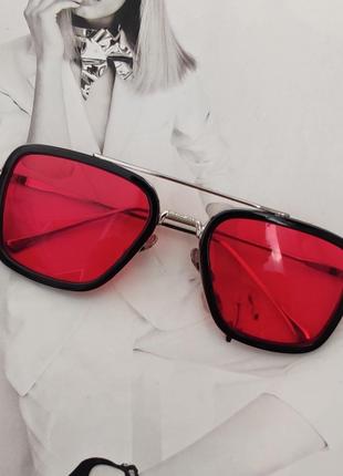 Солнцезащитные очки Тони Старка Красный в серебре