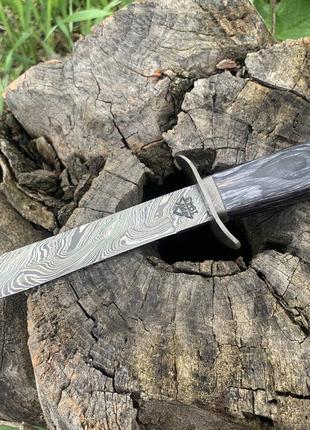 Нож Дамаск финка с клеймом эксклюзив,ручная работа(черное дерево)