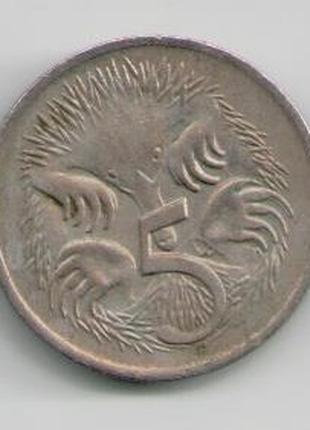 Монета Австралия 5 центов 1977 года