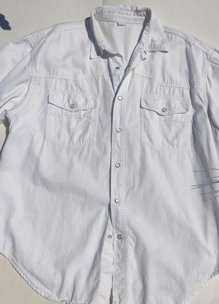 Мужская белая рубашка на кнопках l ( б-40м)