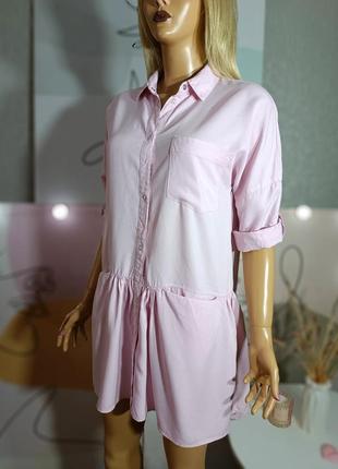 Платье-рубашка нежно розового цвета