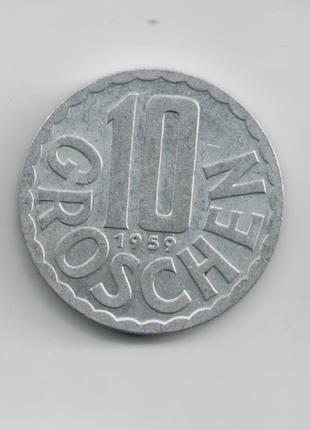 Монета Австрия 10 грошей 1959 года
