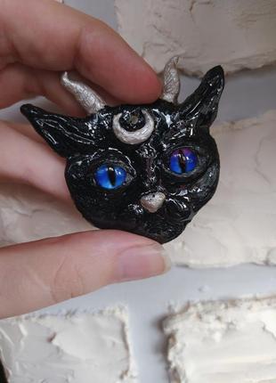 Кулон магический кот с глины ручная работа уникальный