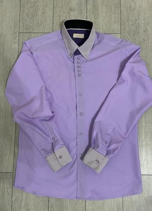 Рубашка мужская сиреневого цвета, размер l (40-42)