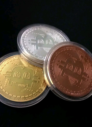 Сувенирная монета Биткоин (Bitcoin) - Золото.