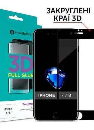 Стекло защитное MakeFuture 3D Apple iPhone 7/8 Black (MG3D-AI7...