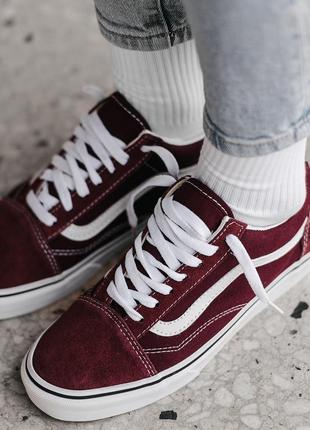 Новые бордовые женские кеды vans classic red на лето