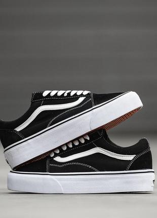 Новые черно-белые женские кеды vans classic platform на широко...