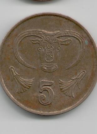 Монета Кипр 5 центов 1988 года