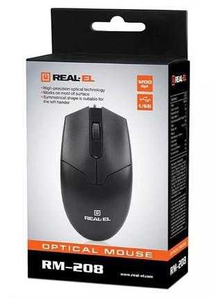 Мышка REAL-EL RM-208, USB, black