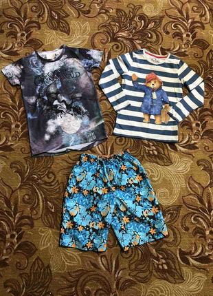 Набір одягу (футболка + реглан + шорти) на хлопчика 6-7 років