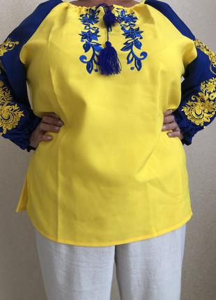 Женская вышитая блуза с длинным рукавом Украина габардин 58-66...