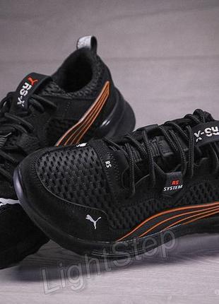 Кроссовки мужские puma rs-x black/orange кожа-сетка