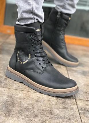 Ботинки кожаные зимние diesel combat boots