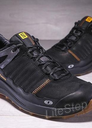 Кожаные мужские кроссовки salomon s2 black
