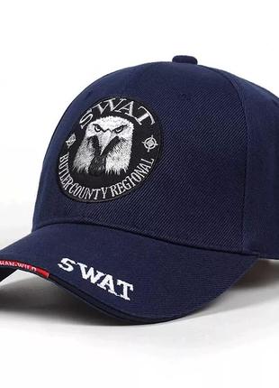 Кепка бейсболка swat (police, fbi) с изогнутым козырьком синяя...