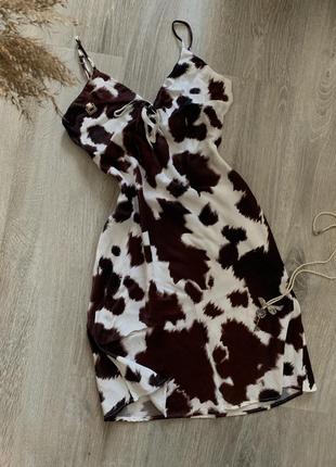 Платье с принтом коровки, мини облегающее платье primark