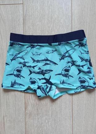Синие пляжные плавки шорты для купания с акулами для мальчика ...