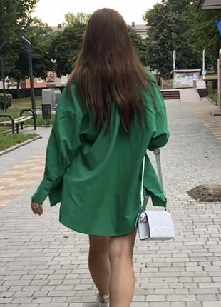 Женская рубашка зеленого цвета коттоновая, летняя рубашка