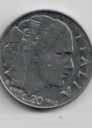 Монета Италия 20 чентезимо 1940 года (магнитная)