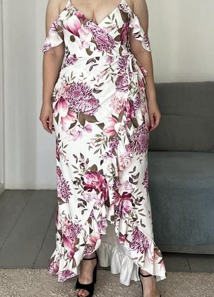 Невероятное яркое платье макси в цветочный принт no454