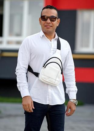 Мужская сумка слинг через плечо sambag brooklyn белая