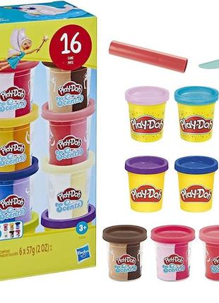 Игровой набор пластилина с блестками и запахом Play-Doh (16 ба...